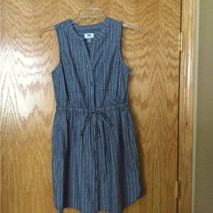 Ladies white striped denim dress
